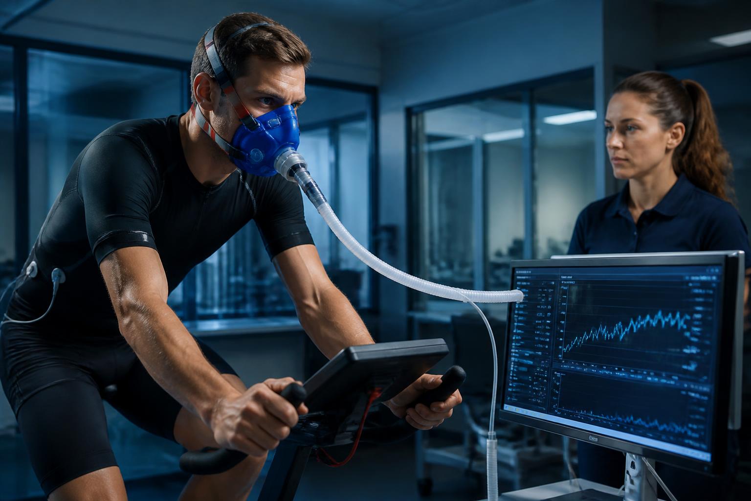 Exercise physiology participant undergoing metabolic measurement