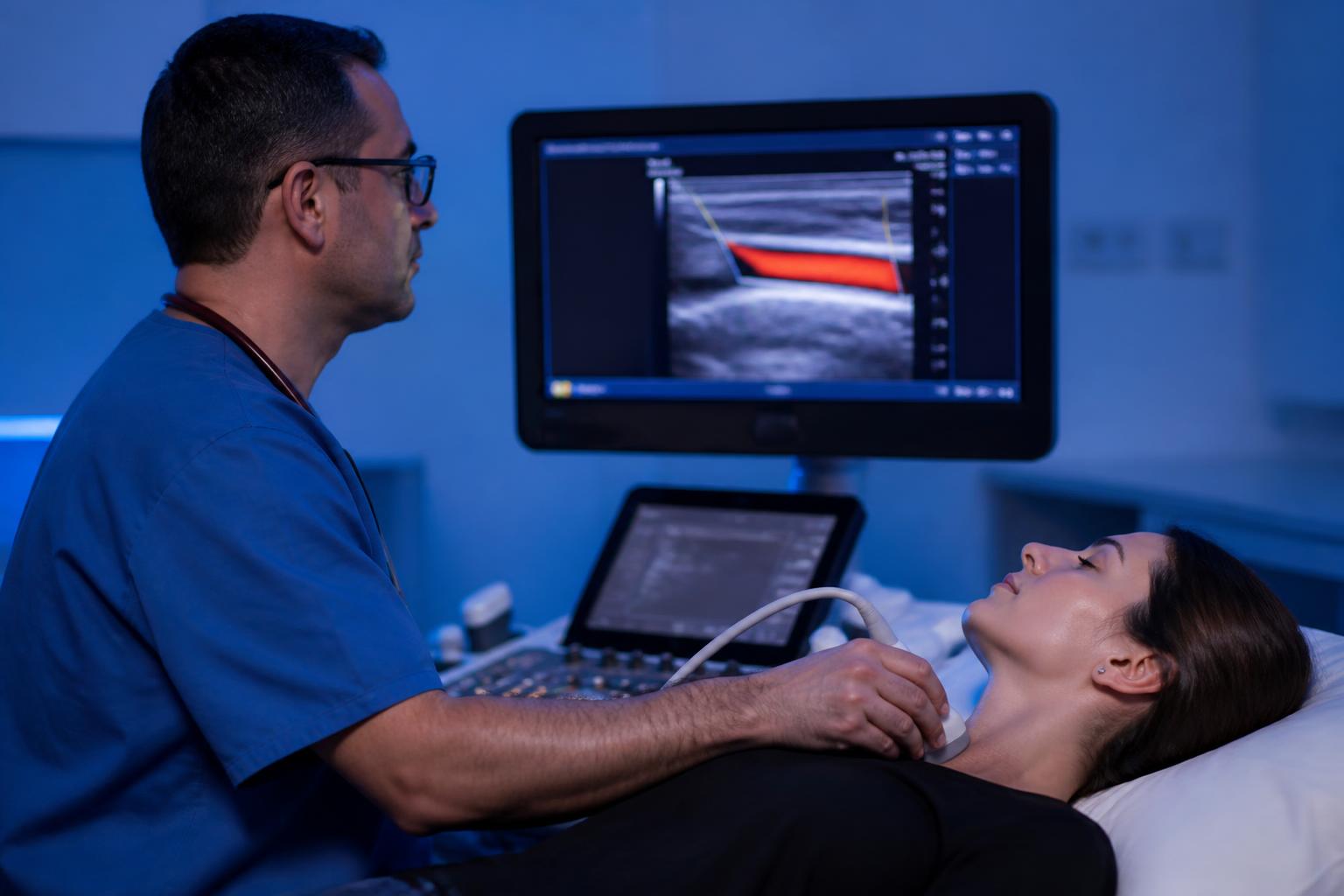 Clinician scientist performing vascular ultrasound
