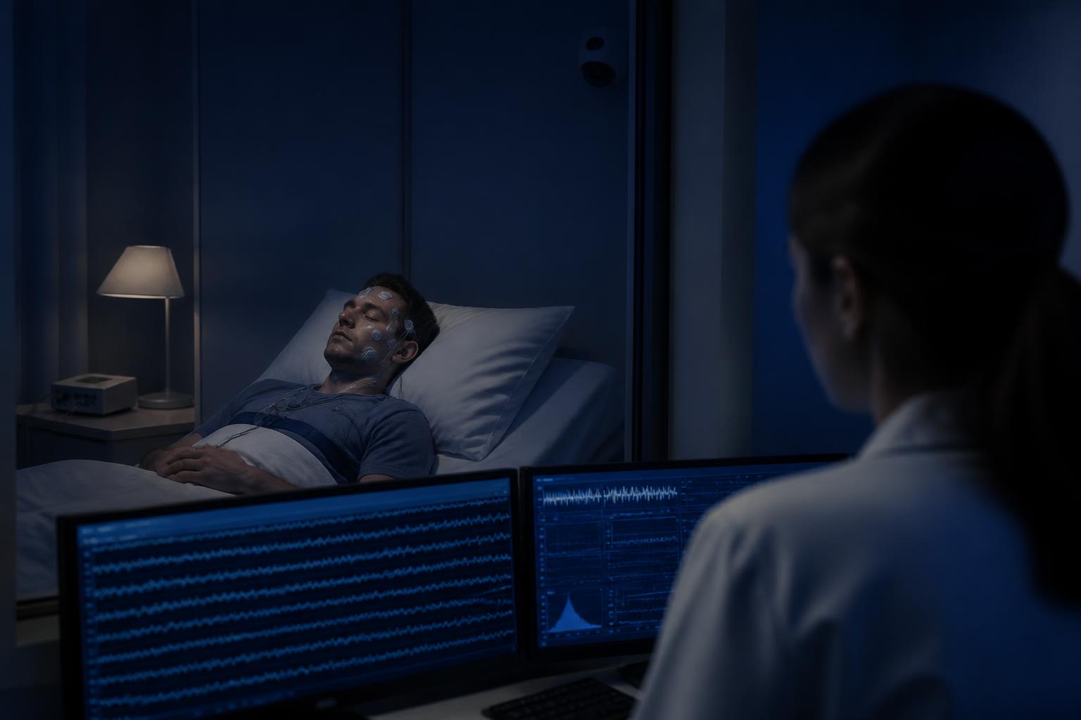 Participant monitored in a clinical sleep laboratory