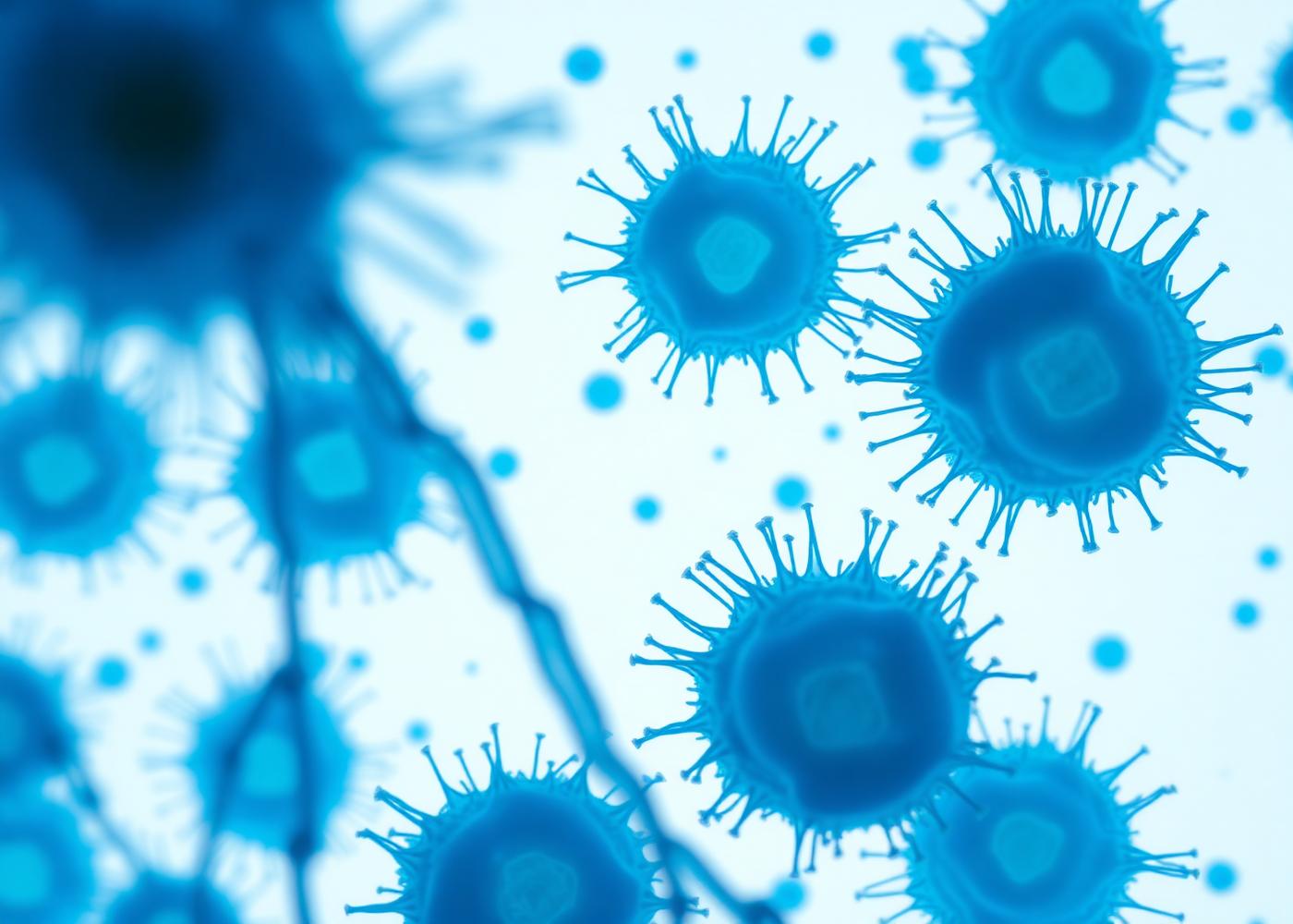 Fluorescence microscopy image of human cells used to illustrate cellular aging biology