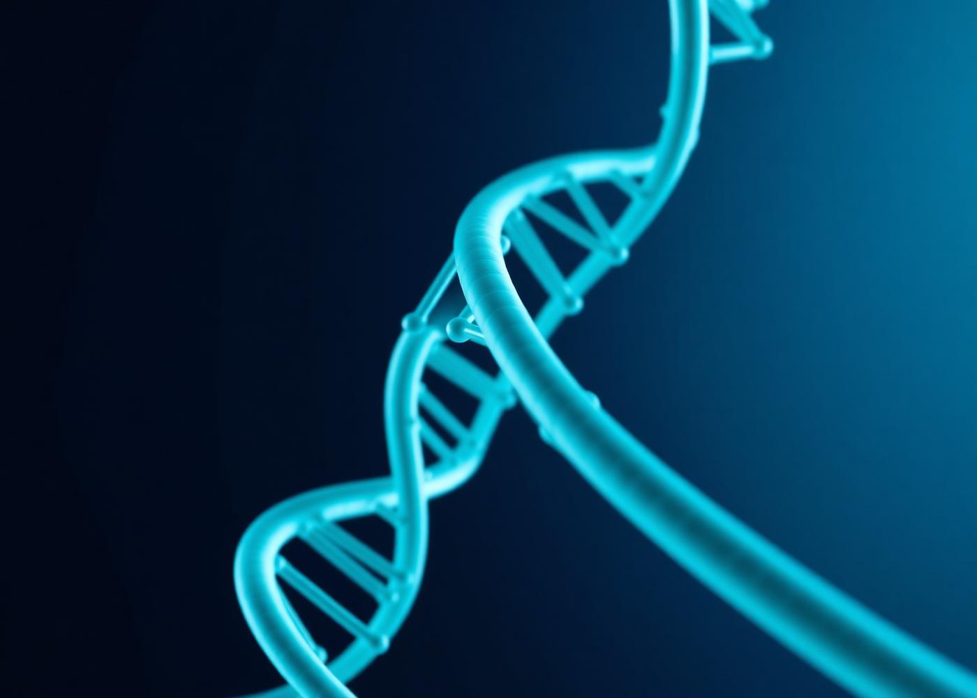 Three-dimensional molecular render of a DNA strand with methyl group markers