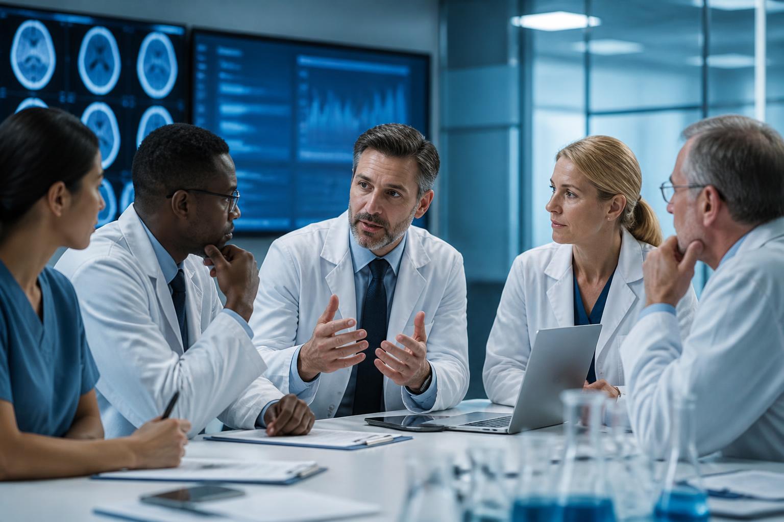 Clinical research discussion between medical professionals