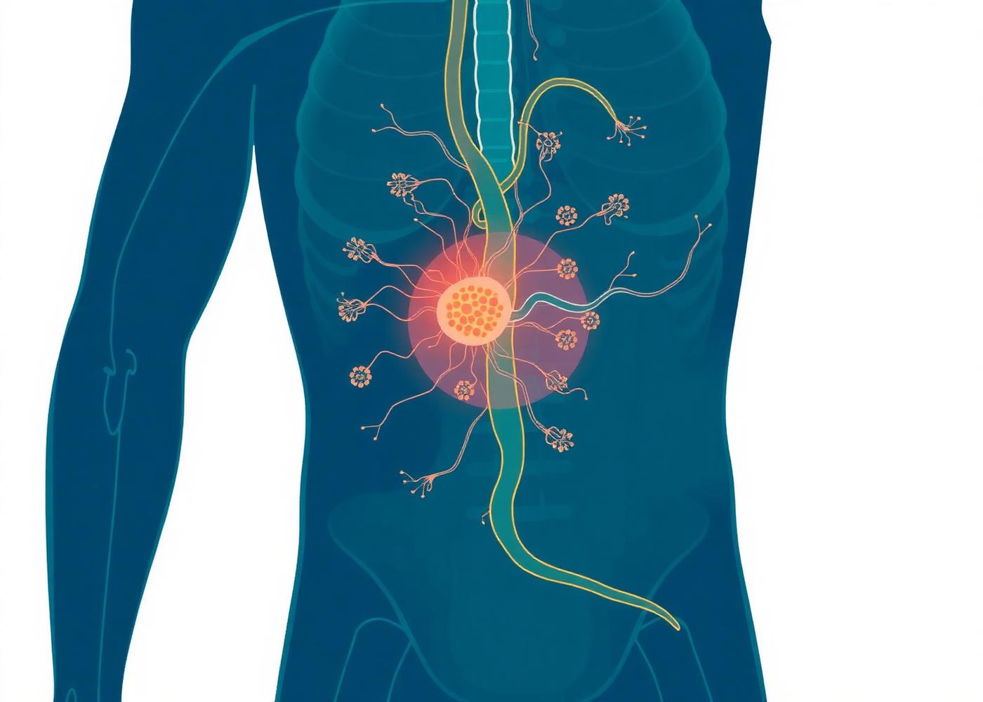 Scientific illustration of human metabolic physiology