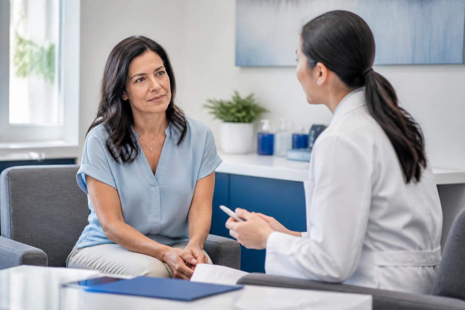 Patient in a calm clinical consultation