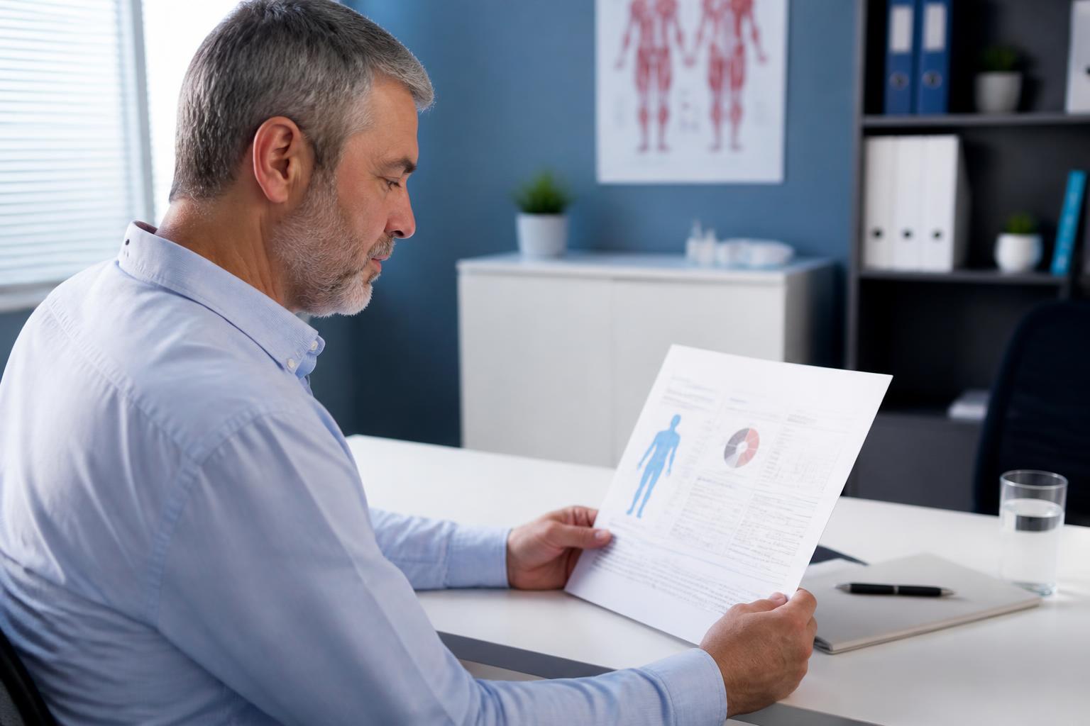 Patient reviewing a biological measurement report