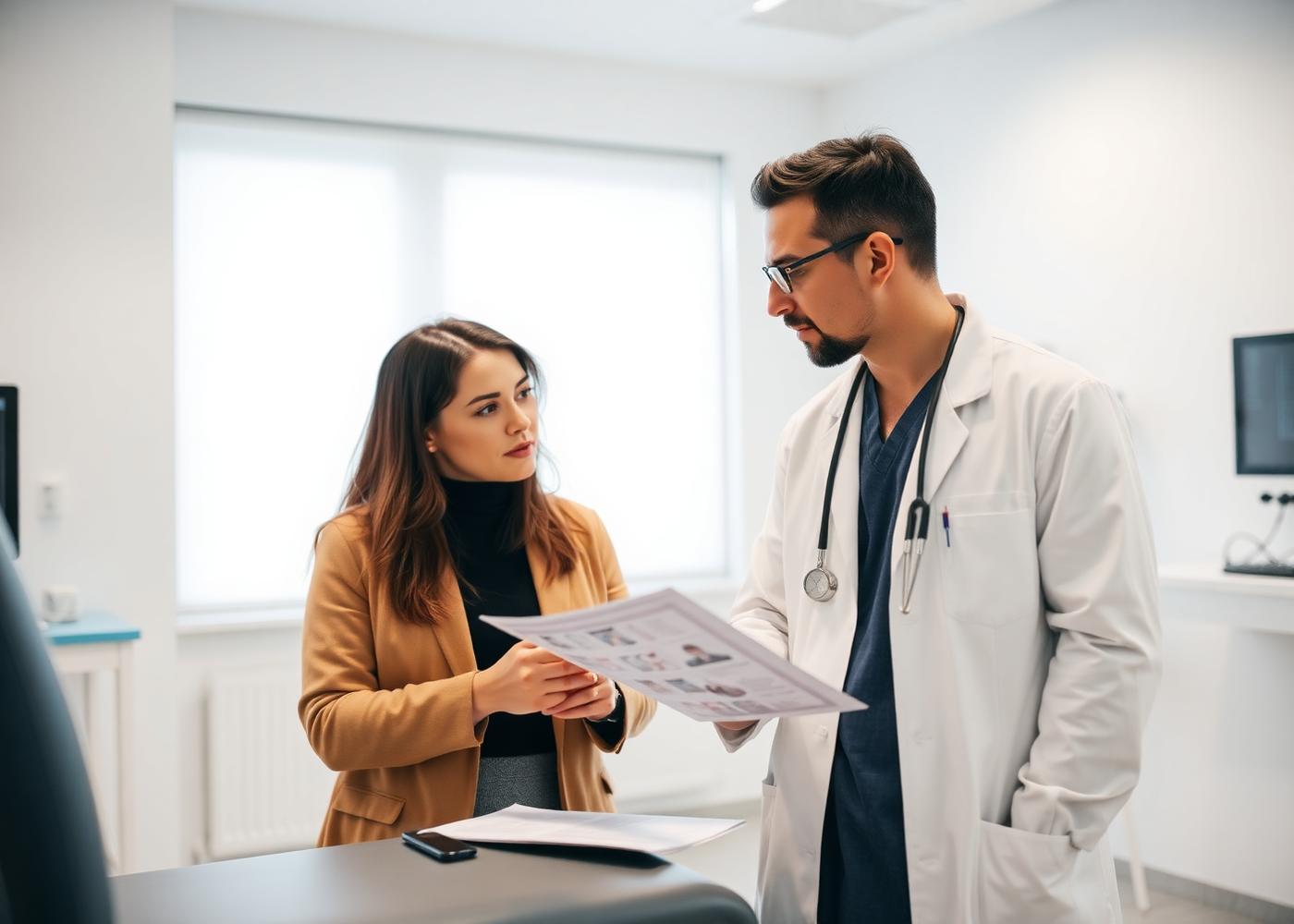 Physician discussing clinical information with a patient