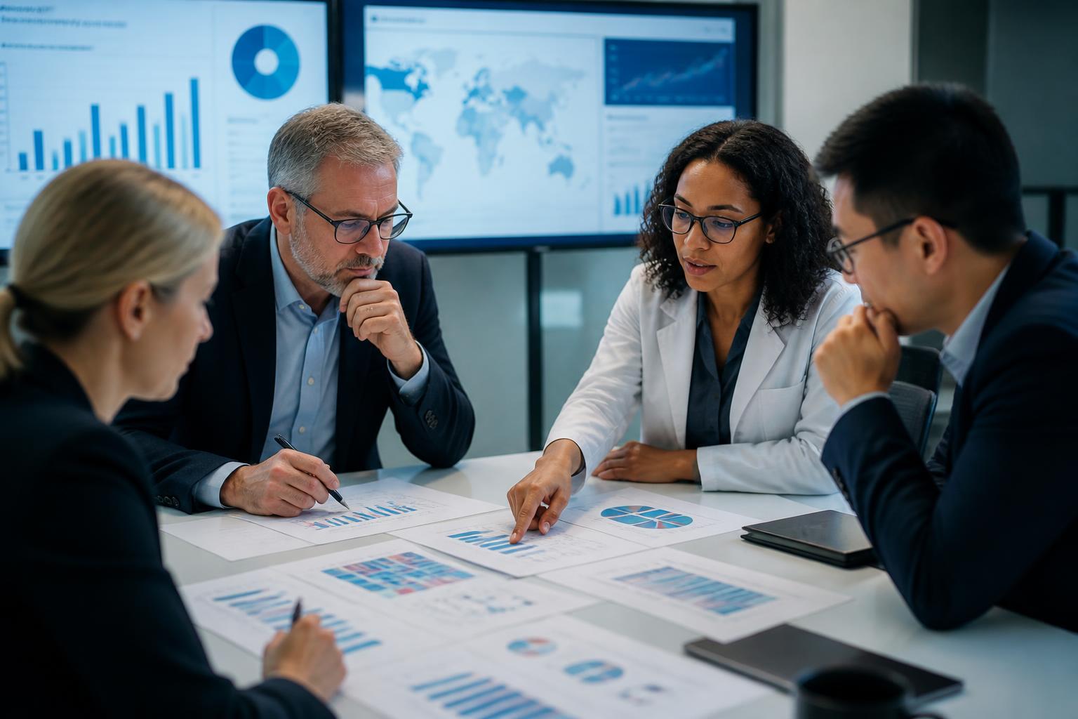 Epidemiology researchers reviewing population cohort data