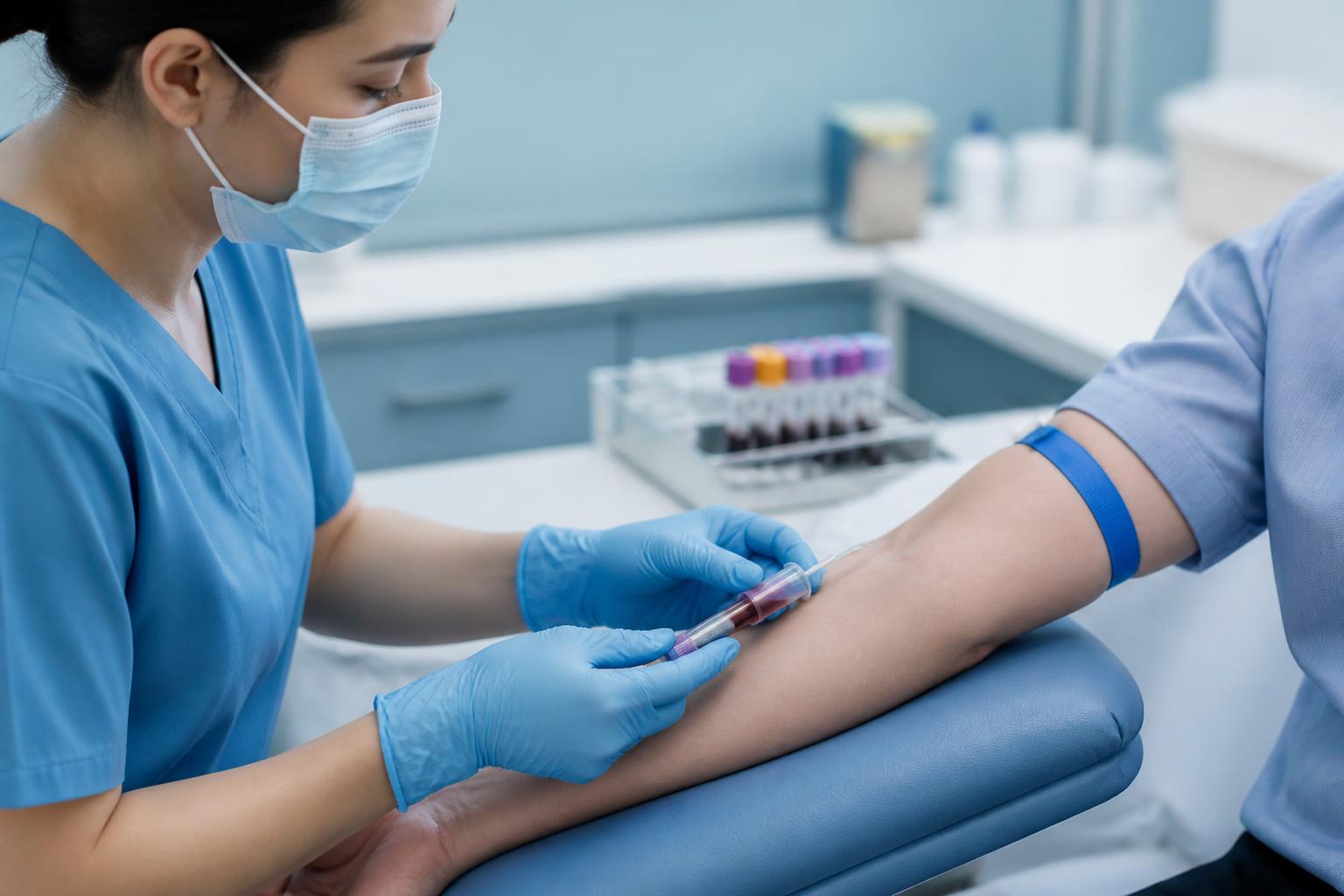 Healthcare professional collecting a blood specimen
