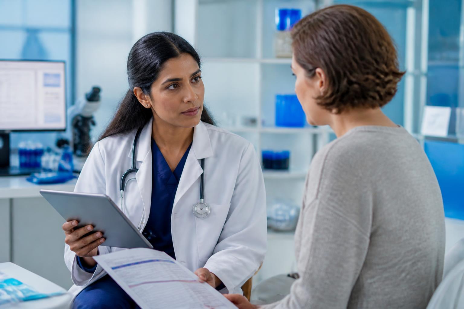 Physician reviewing clinical information with a patient